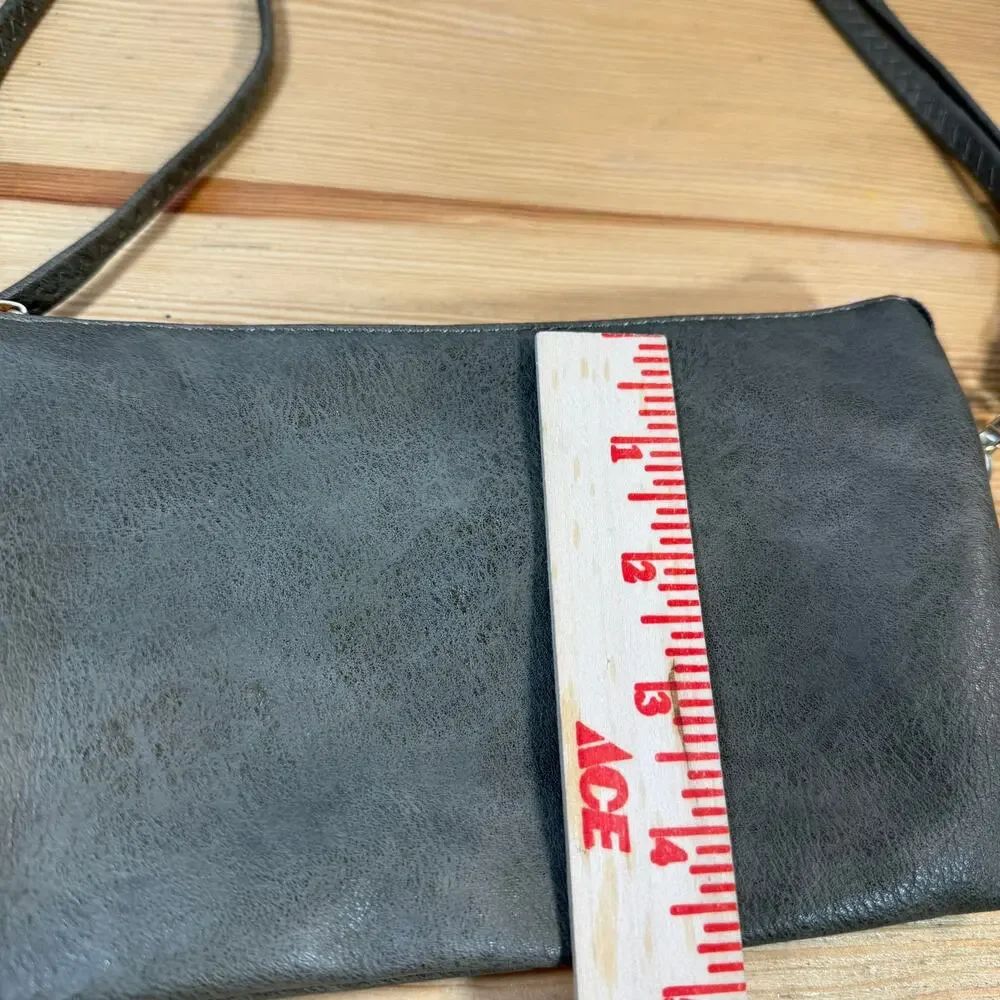 Jen & Co Crossbody Bag Olive Vegan Leather Wristlet Clutch Purse
